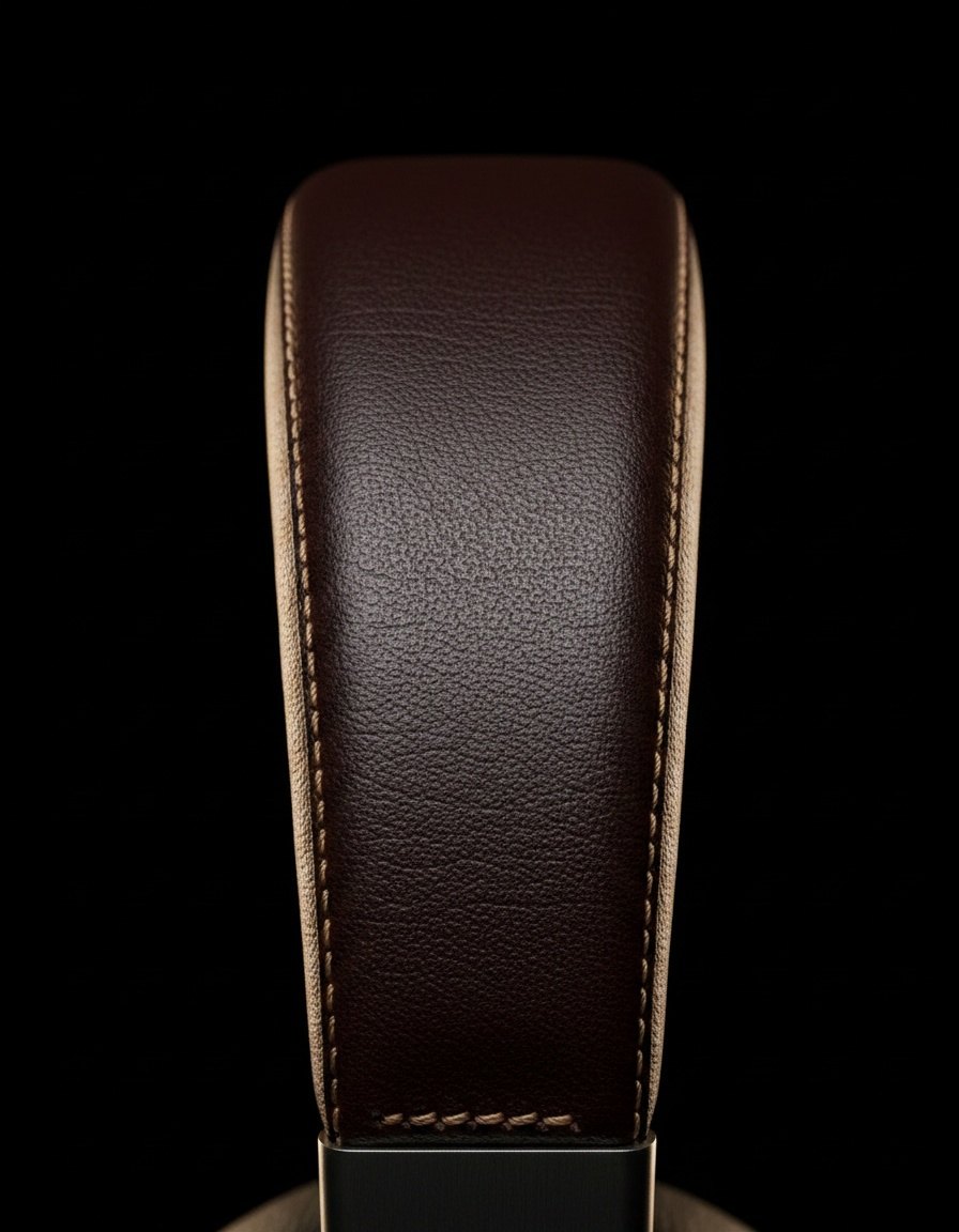 Hand-stitched leather, macro